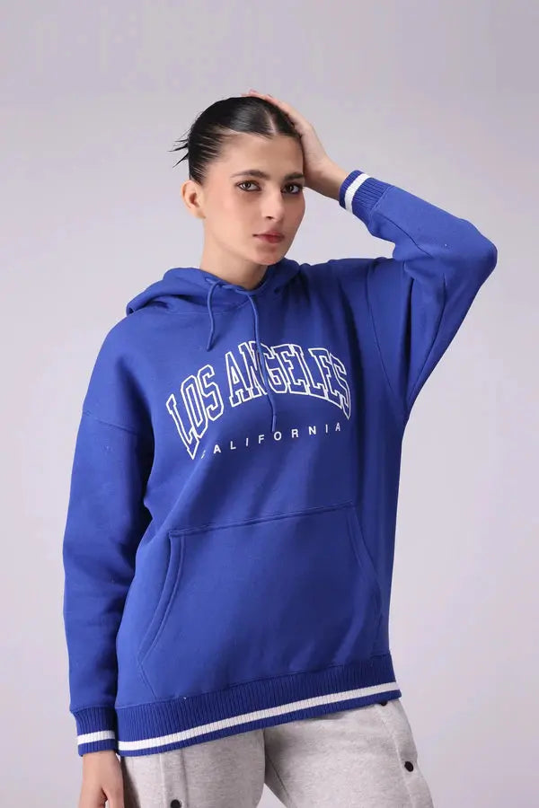 Ladies' Los Angeles Printed Pullover Hoodie – Blue - Orca Cloths