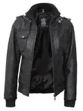 Edinburgh Tall Womens Black Hooded Leather Jacket