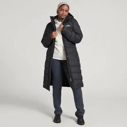 Long Down Women's Puffer Jacket with Hood – Sustainable, Warm & Water-Resistant