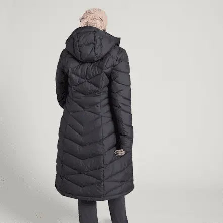 Long Down Women's Puffer Jacket with Hood – Sustainable, Warm & Water-Resistant