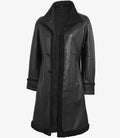 Maura Real Leather Black Shearling Long Coat Womens - Orca Cloths
