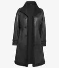 Maura Real Leather Black Shearling Long Coat Womens - Orca Cloths