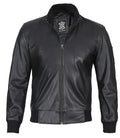 Men's Cafe Racer Black Leather Bomber Jacket - Orca Cloths
