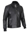 Men's Cafe Racer Black Leather Bomber Jacket - Orca Cloths