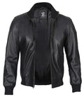 Men's Cafe Racer Black Leather Bomber Jacket - Orca Cloths