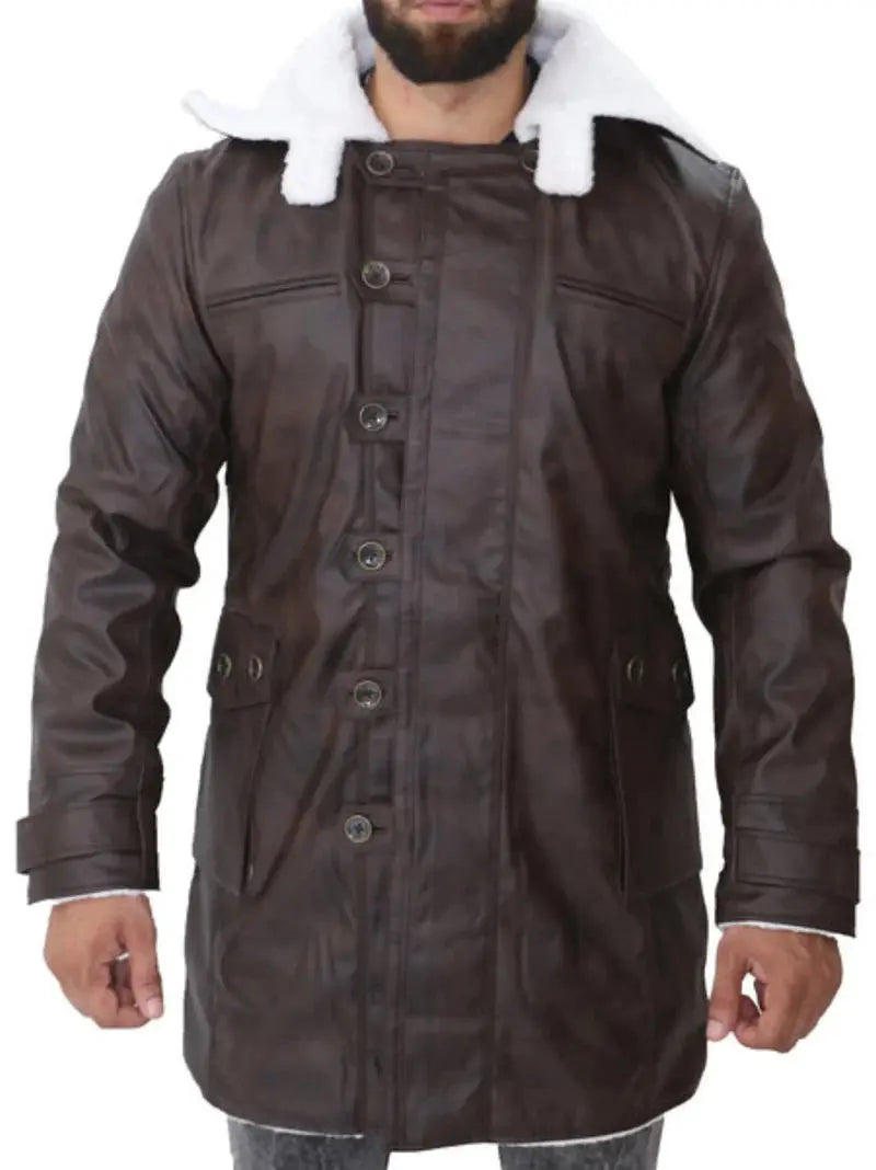 Men's Distressed Dark Brown Bane Sherpa Coat - Orca Cloths