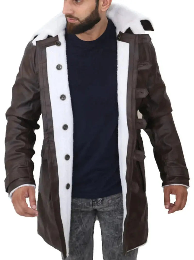 Men's Distressed Dark Brown Bane Sherpa Coat - Orca Cloths