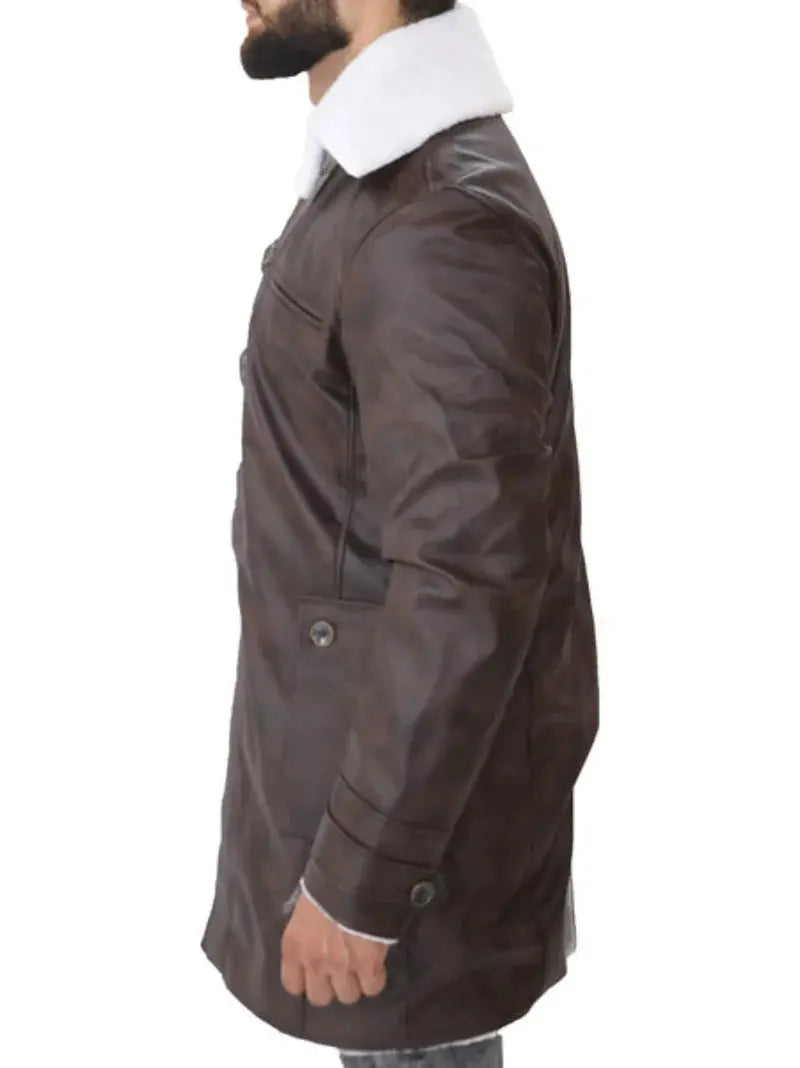 Men's Distressed Dark Brown Bane Sherpa Coat - Orca Cloths
