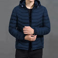 Men's Lightweight Puffer Jacket with Hood – Navy Blue - Orca Cloths