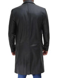 Men's Long Black Real Leather Trench Coat - Classic Walking Coat - Orca Cloths