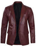 Men's Maroon Leather Blazer - Orca Cloths