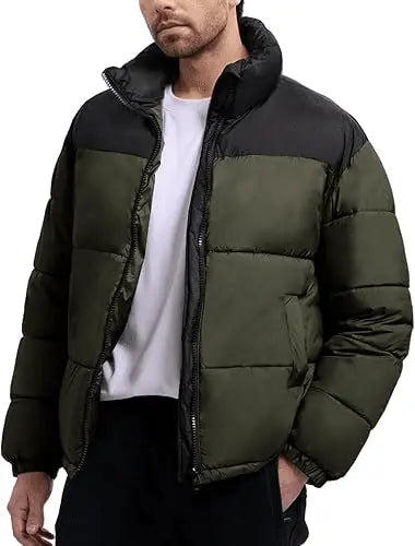 Men’s Puffer Jacket Winter Warm Lightweight Waterproof Long Sleeve Zip Up Quilted Parka Jackets