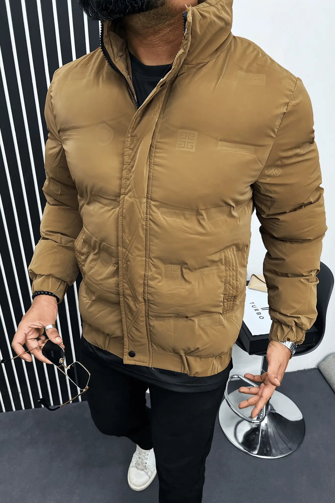 Men's Puffer Textile Design Quilted Padded Imported Jacket