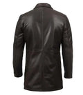 Men's Tall Distressed Dark Brown Leather Car Coat - Orca Cloths