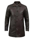 Men's Tall Distressed Dark Brown Leather Car Coat - Orca Cloths