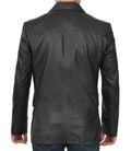 Men's Two Button Black Leather Blazer - Orca Cloths