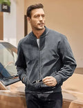 Men’s Varsity Bomber Jacket – Lightweight Vintage Faux Suede Coat with Zip and Pockets