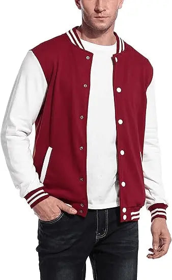 Men’s Varsity Jacket, Slim Fit, Cotton, Letterman, Baseball Bomber