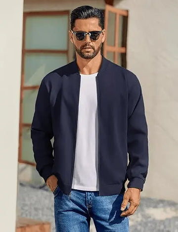 Men’s Varsity Softshell Jacket – Lightweight Casual Flight Cotton Bomber Coat