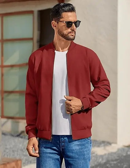 Men’s Varsity Softshell Jacket – Lightweight Casual Flight Cotton Bomber Coat