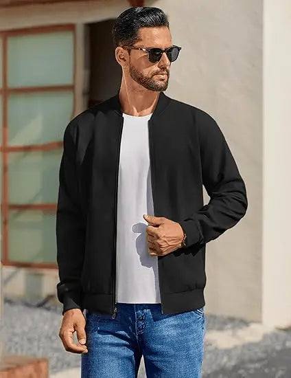 Men’s Varsity Softshell Jacket – Lightweight Casual Flight Cotton Bomber Coat