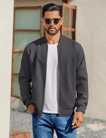 Men’s Varsity Softshell Jacket – Lightweight Casual Flight Cotton Bomber Coat
