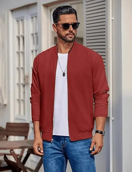 Men’s Varsity Softshell Jacket – Lightweight Casual Flight Cotton Bomber Coat