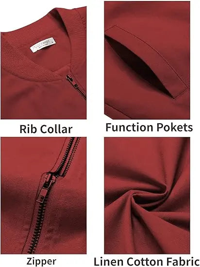 Men’s Varsity Softshell Jacket – Lightweight Casual Flight Cotton Bomber Coat