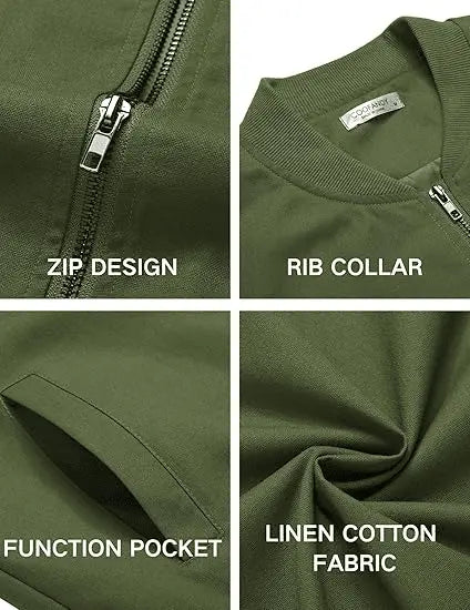 Men’s Varsity Softshell Jacket – Lightweight Casual Flight Cotton Bomber Coat