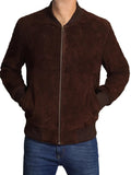 Adamsville Mens Dark Brown Suede Bomber Jacket Orca Cloths