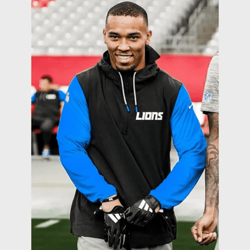 Detroit Lions Sideline Pre-Game Half-Zip Hoodie Jacket
