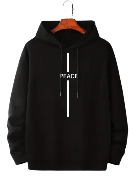 Orca Black "PEACE" Hoodie – Minimalist & Stylish - Orca Cloths