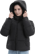 PUFFIT Women's Puffer Jackets,Warm Winter Jacket with Removable Hood,Zipped Pockets,Short Ladies Quilted Coat