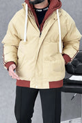 Panel Stripes Dual Zip Hooded Over-Sized Imported Men's Puffer Jacket