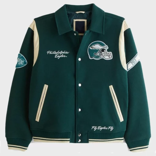 Philadelphia Eagles Varsity Bomber Jacket – Green Edition