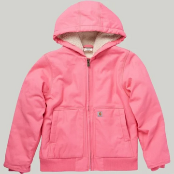 Pink Satin Shearling Women's Hooded Jacket