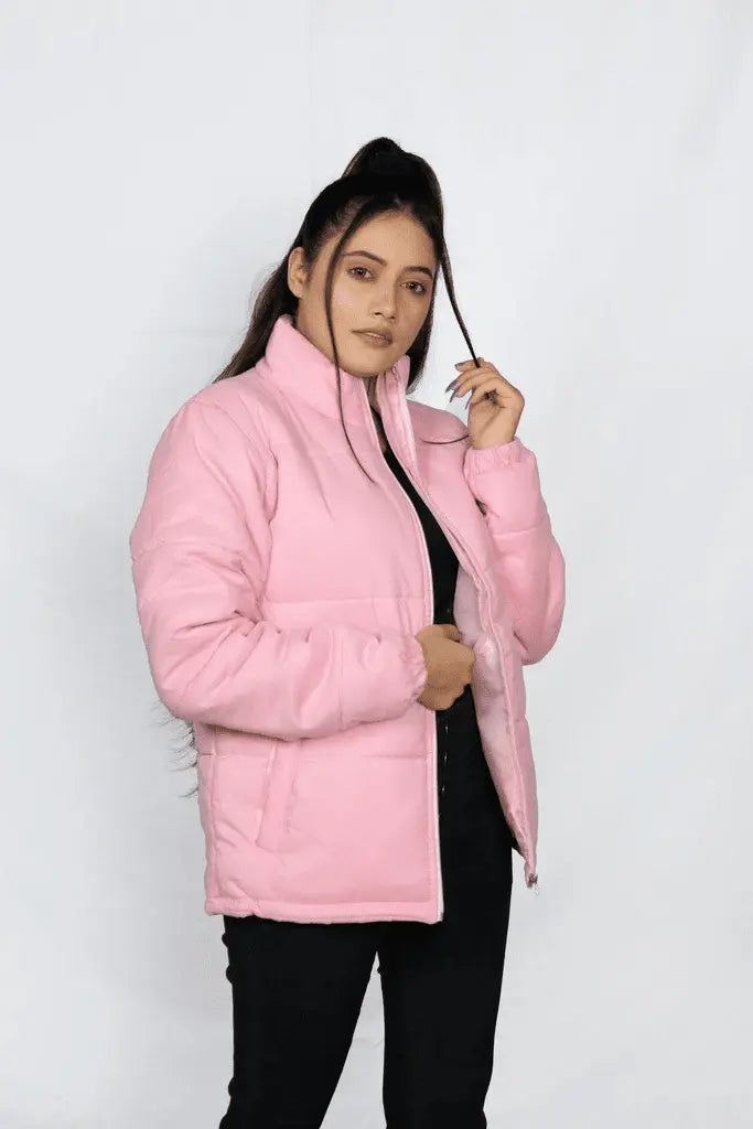 Pink boxy Women's Puffer Jacket