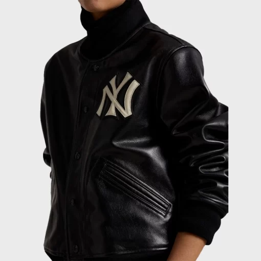 Polo Ralph Lauren Yankees Men's Black Leather Jacket – Unisex Replica by Danezon