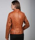 Rachel Womens Tan Cafe Racer Leather Jacket Orca Cloths