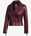 Ramsey Women's Maroon Leather Moto Jacket