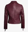 Ramsey Women's Maroon Leather Moto Jacket