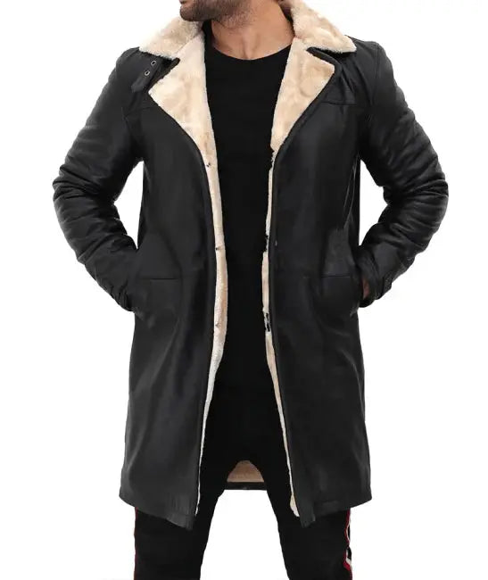 Real Leather Black Shearling Coat Mens Orca Cloths