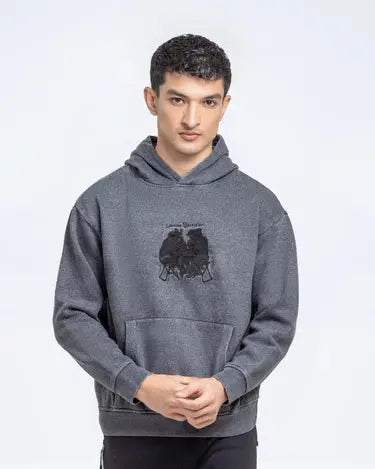Regular Fit Pullover Hoodie with Bold Front Print Orca Cloths