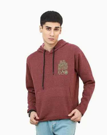 Regular Fit Pullover Hoodie with Typographic Chest Print Orca Cloths
