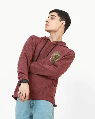 Regular Fit Pullover Hoodie with Typographic Chest Print Orca Cloths