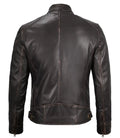 Dodge Mens Rub-off Dark Brown Leather Cafe Racer Jacket - Orca Cloths