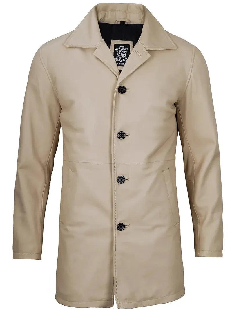 Santiago Beige Real Leather Car Coat Orca Cloths