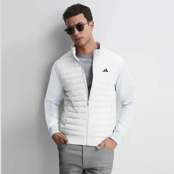 Sleek White Hybrid Puffer Jacket for Men Orca Cloths