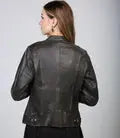 Dodge Women's Brown Rub off Motorcycle Leather Jacket - Orca Cloths