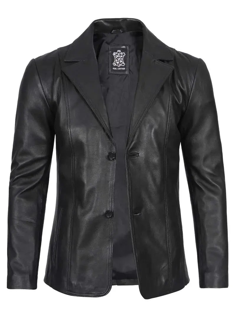 Surrey Men's Black Leather Blazer Orca Cloths